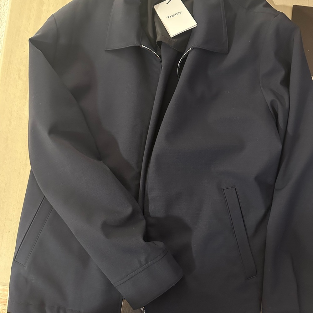 NWT Theory Hazelton Zip Jacket in Stretch Wool Navy - Picture 3 of 6